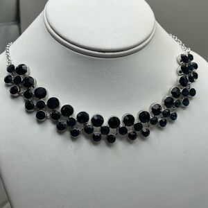 Elegant and Sparkling Deep Blue and Silver Toned Necklace